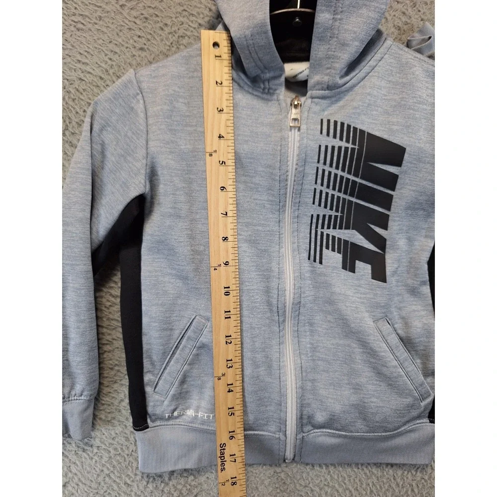 Lot Of 2 Nike Track Jacket Boys 7/L Gray Blue Dri Fit Therma Fleece Lined Zip Up